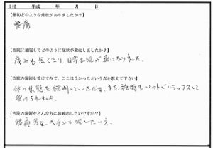 腰痛なくなり、日常生活も楽になりました